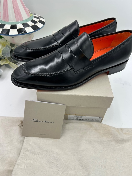 Men’s Santoni Black Santoni Penny Loafers. Size 12.5 US. Made in Italy. main image 4